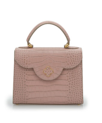 First Lady Tea Rose Crocodile-Embossed Calf Leather Handbag