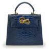 Lady Cardinal Blue Night Crocodile-Embossed Calf Leather Handbag – by Cardinal Milano – luxury italian design
