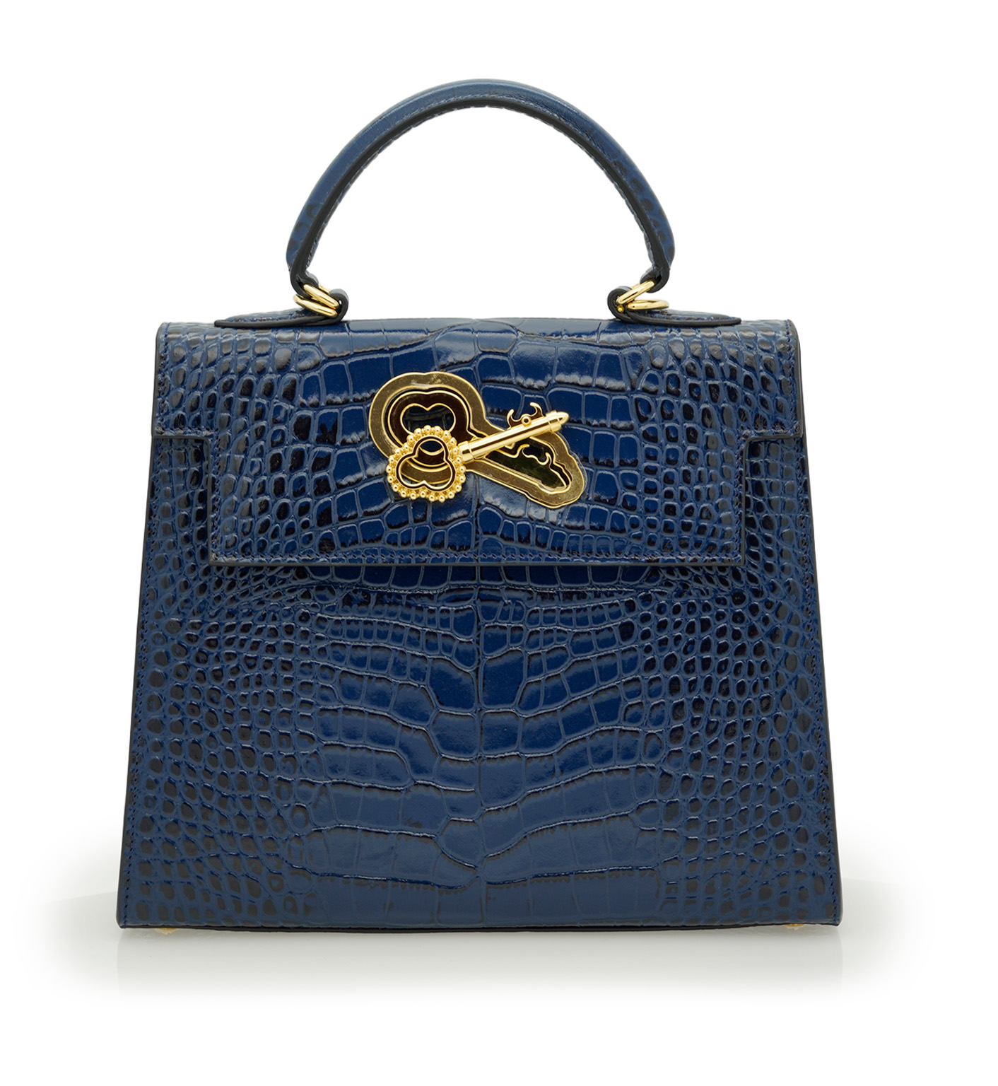 Cardinal Milano Lady Cardinal Blue Night Crocodile-Embossed Calf Leather Handbag – Lady Cardinal Blue Night Crocodile-Embossed Calf Leather Handbag