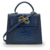Cardinal Milano Lady Cardinal Blue Night Crocodile-Embossed Calf Leather Handbag – Lady Cardinal Blue Night Crocodile-Embossed Calf Leather Handbag - الصورة 4