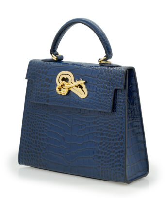 Alternative view of Lady Cardinal Blue Night Crocodile-Embossed Calf Leather Handbag