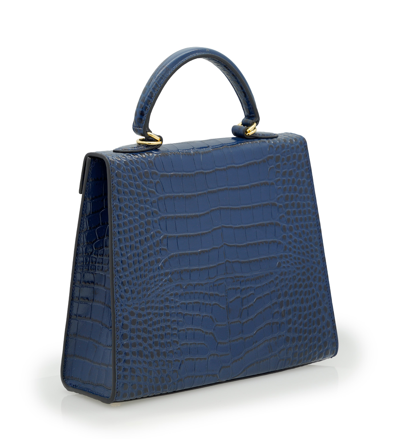 Cardinal Milano Lady Cardinal Blue Night Crocodile-Embossed Calf Leather Handbag – Lady Cardinal Blue Night Crocodile-Embossed Calf Leather Handbag - الصورة 3