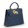 Cardinal Milano Lady Cardinal Blue Night Crocodile-Embossed Calf Leather Handbag – Lady Cardinal Blue Night Crocodile-Embossed Calf Leather Handbag - الصورة 6