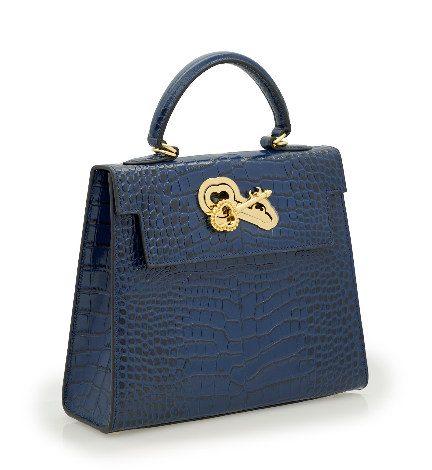 Cardinal Milano Lady Cardinal Blue Night Crocodile-Embossed Calf Leather Handbag – Lady Cardinal Blue Night Crocodile-Embossed Calf Leather Handbag - الصورة 6