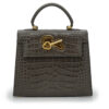 Lady Cardinal Taupe Crocodile-Embossed Calf Leather Handbag