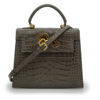 Lady Cardinal Taupe Crocodile-Embossed Calf Leather Handbag - immagine 6