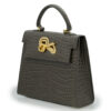 Lady Cardinal Taupe Crocodile-Embossed Calf Leather Handbag - immagine 2