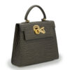 Lady Cardinal Taupe Crocodile-Embossed Calf Leather Handbag - immagine 4