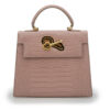 Lady Cardinal Tea Rose Crocodile-Embossed Calf Leather Handbag – by Cardinal Milano – luxury italian design