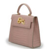 Lady Cardinal Tea Rose Crocodile-Embossed Calf Leather Handbag - Image 2