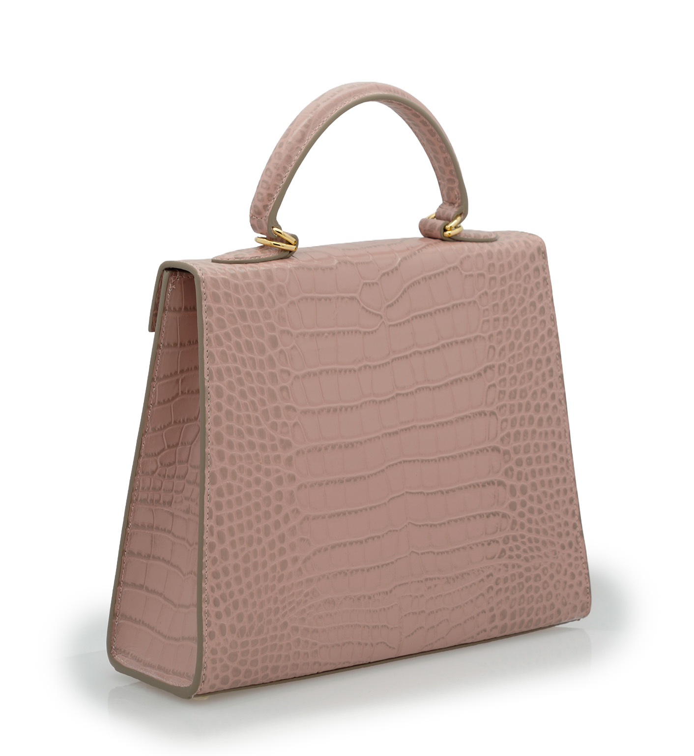 Lady Cardinal Tea Rose Crocodile-Embossed Calf Leather Handbag - Image 3