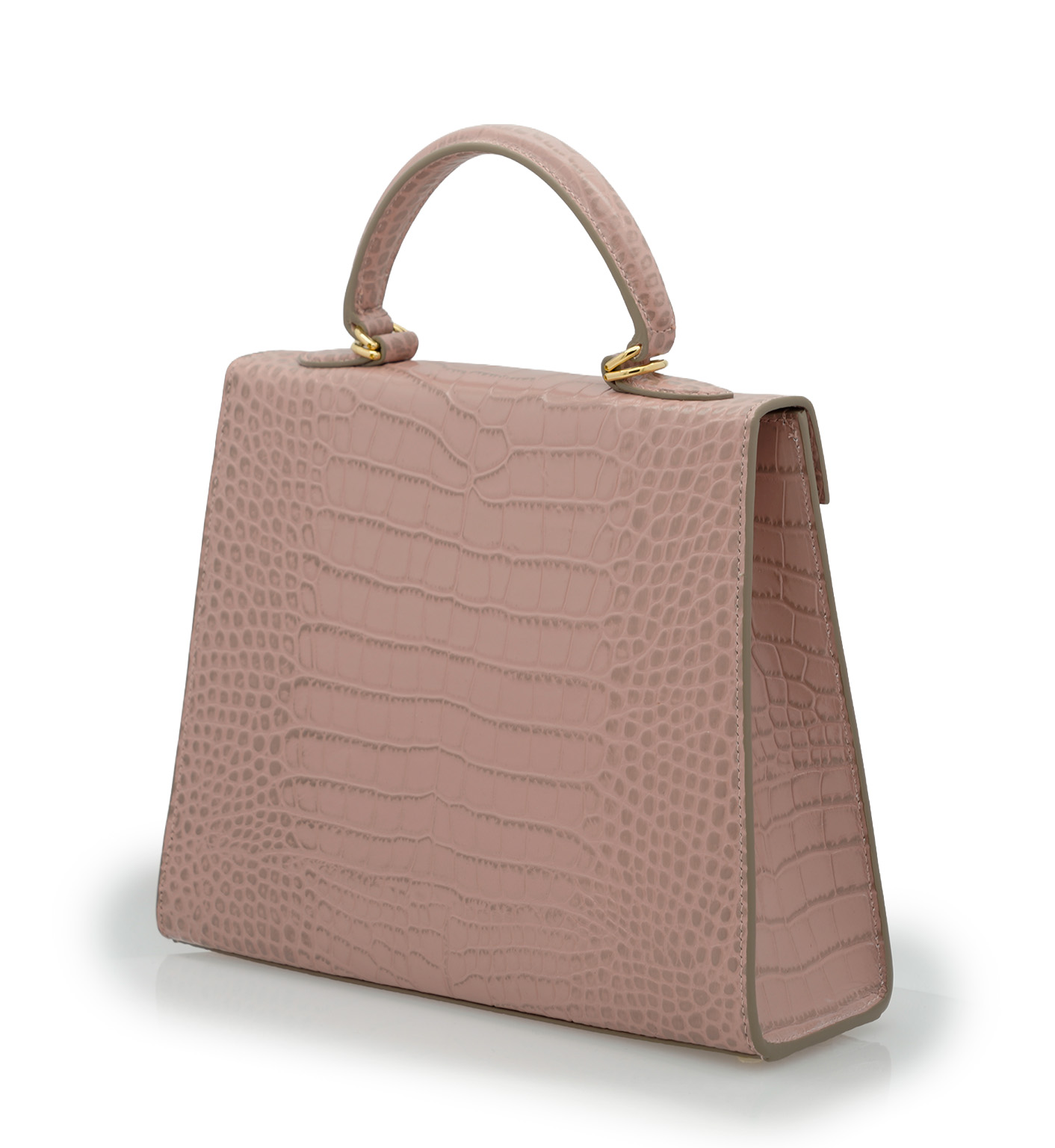 Lady Cardinal Tea Rose Crocodile-Embossed Calf Leather Handbag - Image 5