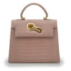 Lady Cardinal Tea Rose Crocodile-Embossed Calf Leather Handbag - Image 6