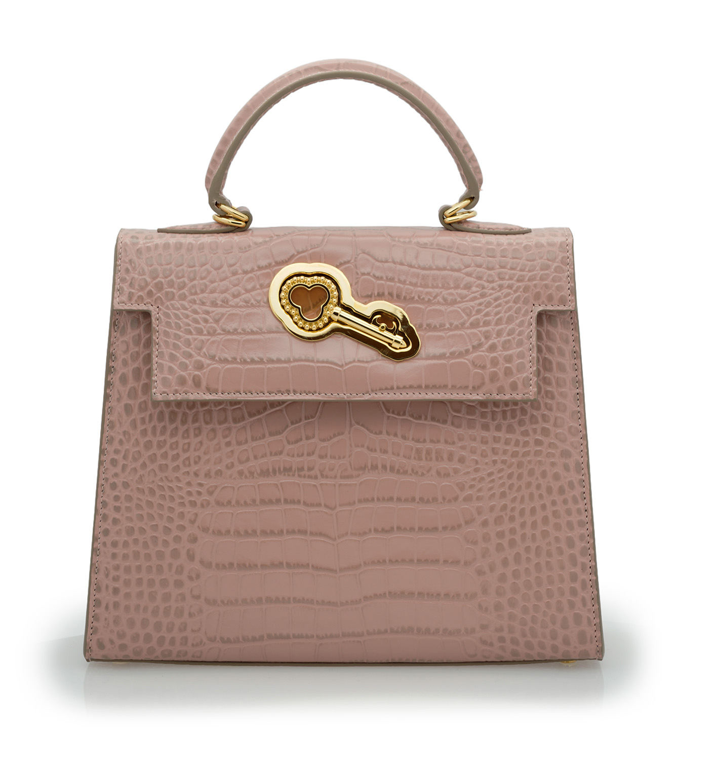 Lady Cardinal Tea Rose Crocodile-Embossed Calf Leather Handbag - Image 6